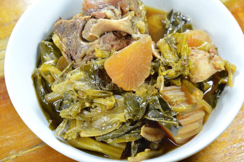Chinese Mixed Vegetable and Pork Bone Stew on Bowl Stock Image Image