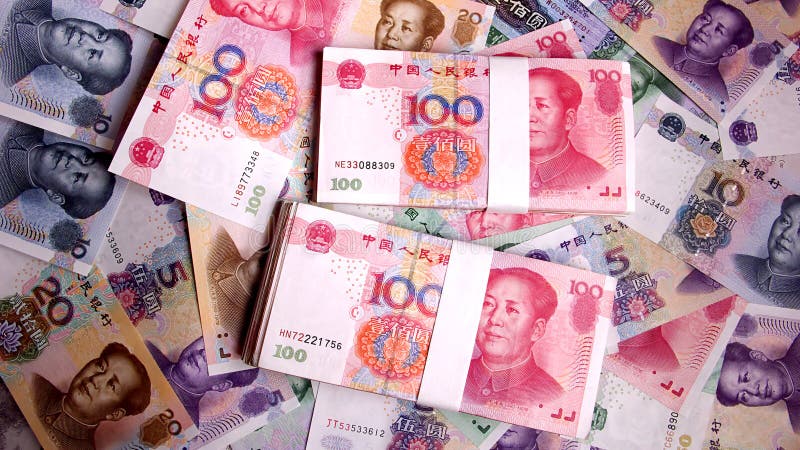 The colorful chinese paper money. The colorful chinese paper money