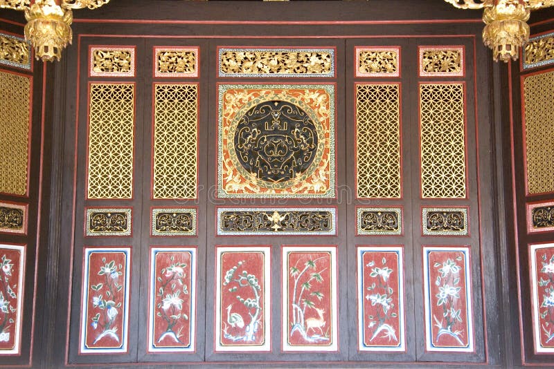 Chinese Motif Wooden Partition Stock Photo Image 1643990