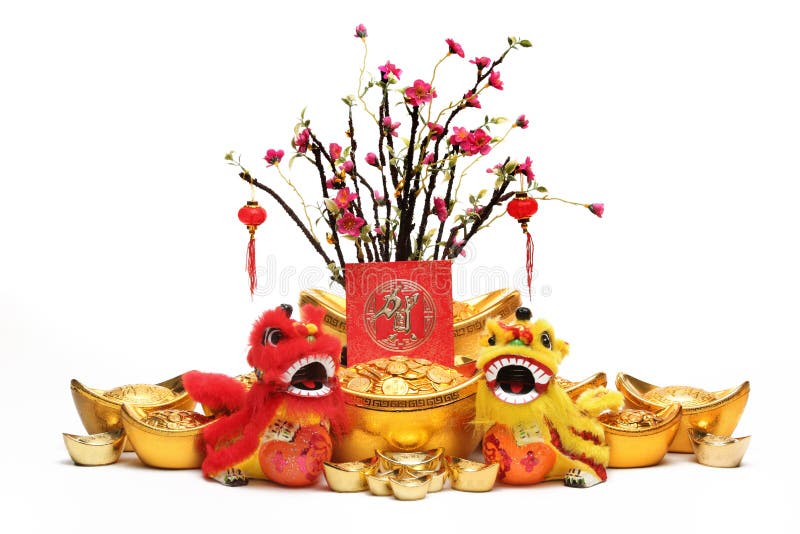 Chinese New Year Gift Bag and Gold Inpgot Ornament Stock Photo Image of traditional, tradition