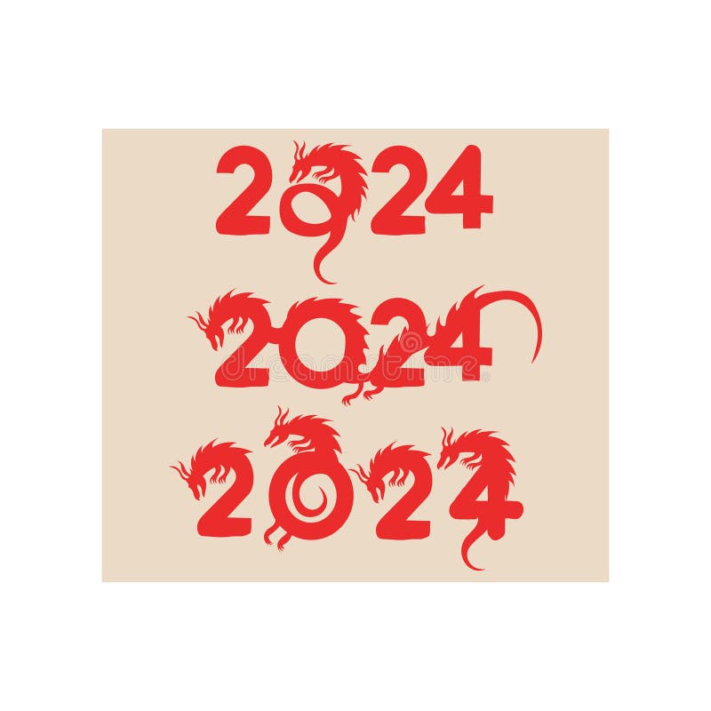 Chinese New Year 2024 Dragon Element Vectors Stock Vector