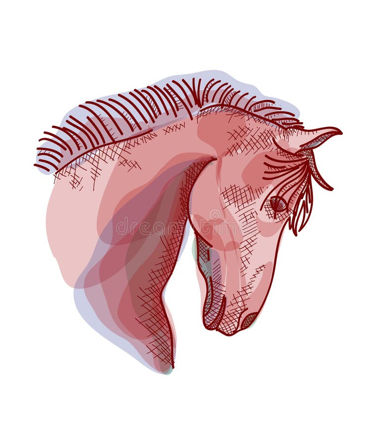 Chinese New Year Of The Horse Sketch Style EPS10 File. Stock Vector