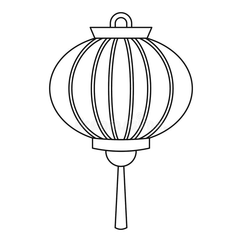 Chinese New Year Lantern Icon, Outline Style Stock Vector