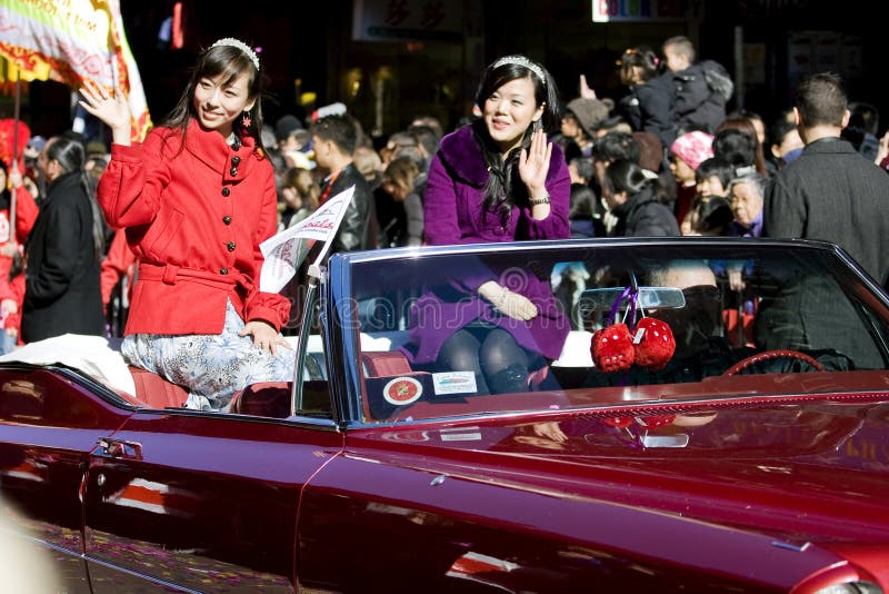 Chinese new year parade in Chinatown stock images