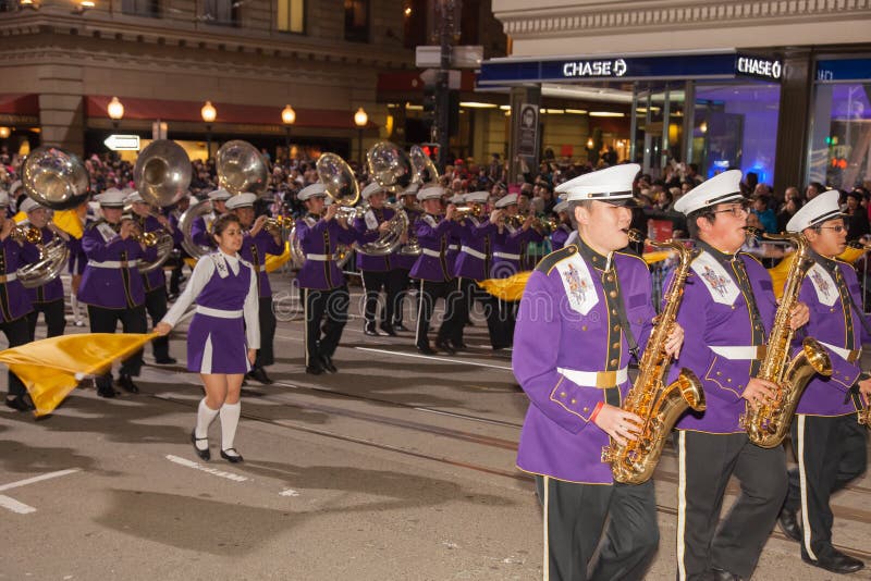 Chinese New Year Parade in Chinatown. SAN FRANCISCO - FEBRUARY 23: Chinese New Year Parade in Chinatown on February 23, 2013 in San Francisco, California. Over royalty free stock photography Chinese New Year Parade in Chinatown. SAN FRANCISCO - FEBRUARY 23: Chinese New Year Parade in Chinatown on February 23, 2013 in San Francisco, California. Over royalty free stock photography