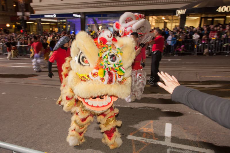 Chinese New Year Parade in Chinatown. SAN FRANCISCO - FEBRUARY 23: Chinese New Year Parade in Chinatown on February 23, 2013 in San Francisco, California. Over royalty free stock images Chinese New Year Parade in Chinatown. SAN FRANCISCO - FEBRUARY 23: Chinese New Year Parade in Chinatown on February 23, 2013 in San Francisco, California. Over royalty free stock images