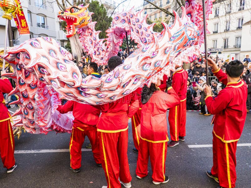Chinese New Year 2019 Paris France - Dragon Dancing Editorial Stock ...