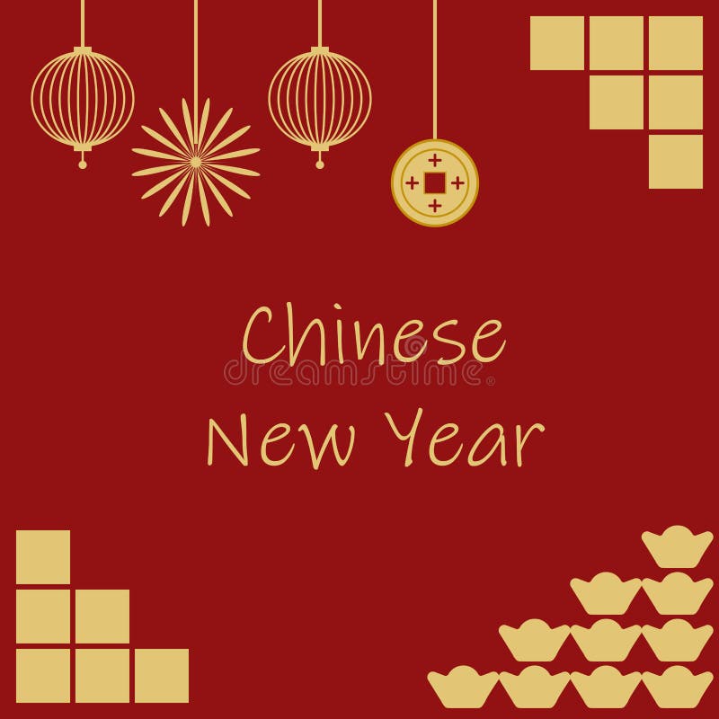 Chinese New Year Poster Design. Gold Pattern on Red Background Stock ...