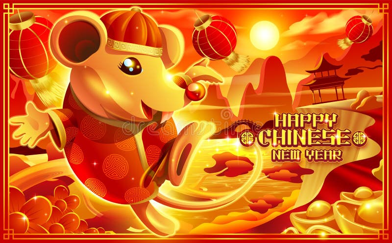 Chinese New Year, The Year of Rat vector illustration Chinese New Year, The Year of Rat vector illustration