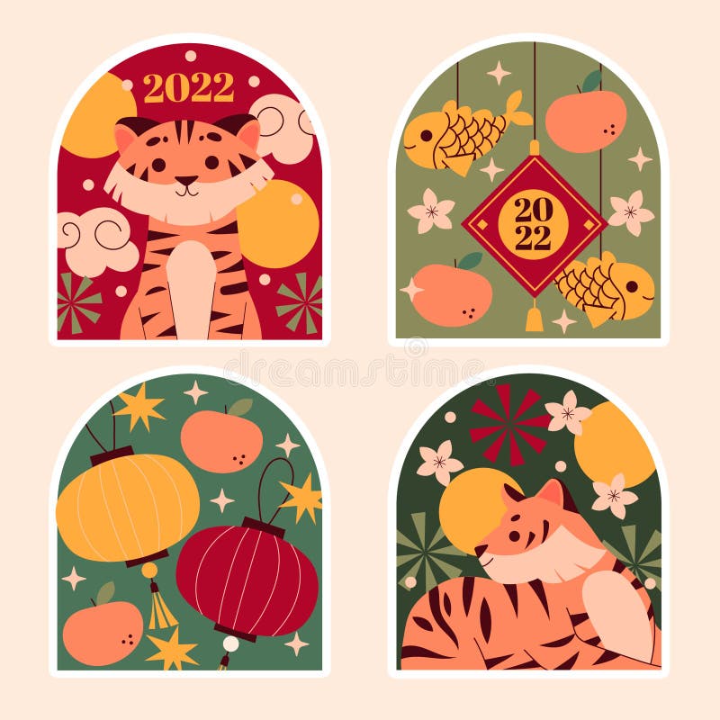 Chinese New Year Stickers Stock Illustrations – 383 Chinese New