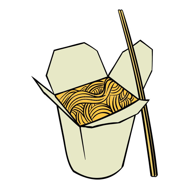 Chinese Noodle in Box Icon Cartoon Stock Vector Illustration of