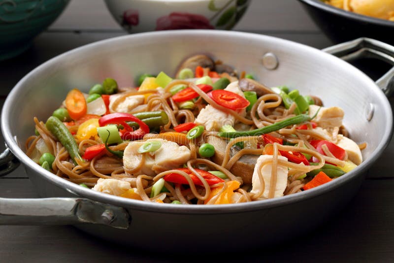Chinese Noodles Chicken and Vegetables Stock Photo - Image of fruits