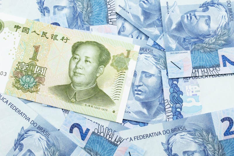A Chinese One Yuan Note on a Background of Brazilian Real Notes Stock Image - Image of money, mint: 180975919