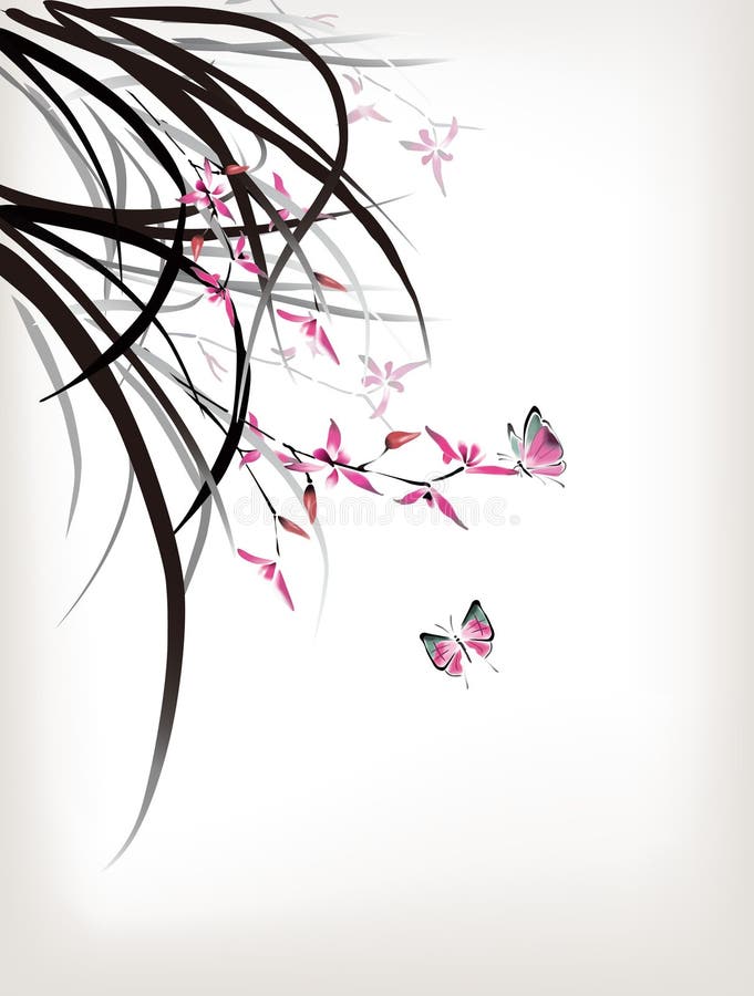Orchid and butterfly vector illustration Orchid and butterfly vector illustration