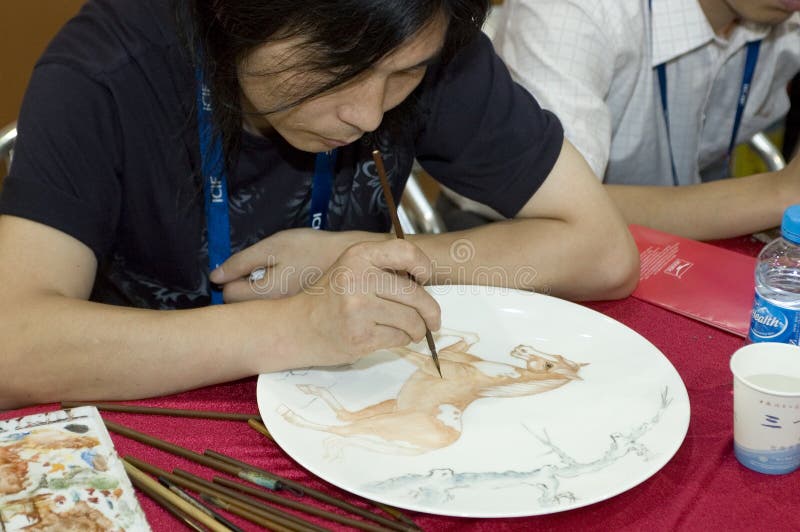 Chinese Porcelain Hand Painting Editorial Stock Photo Image of painting, ceramic 9673833