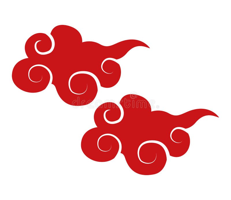 Chinese Red Clouds Decorative Icon Stock Vector - Illustration of ...