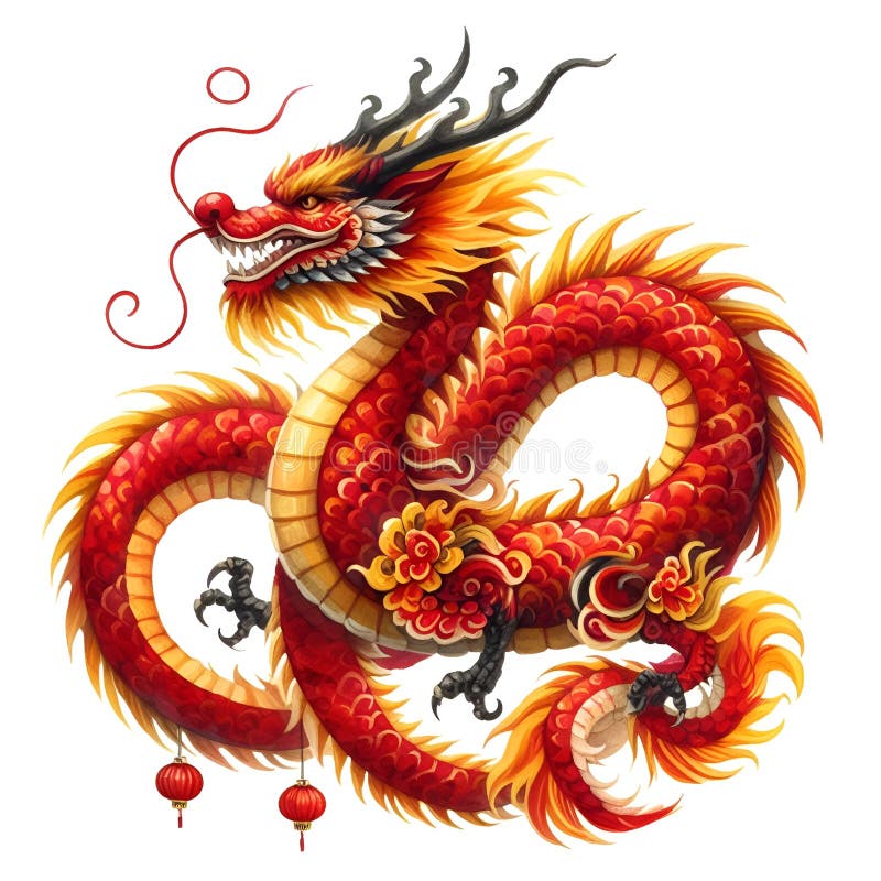 Chinese Red Dragon Symbol of New Year Stock Illustration Illustration