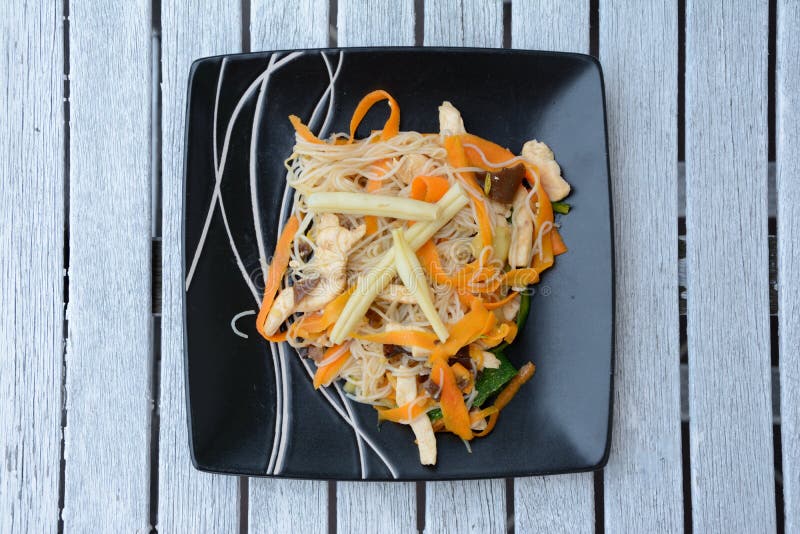 Chinese Rice Noodles with Vegetables Stock Photo - Image of dish, food
