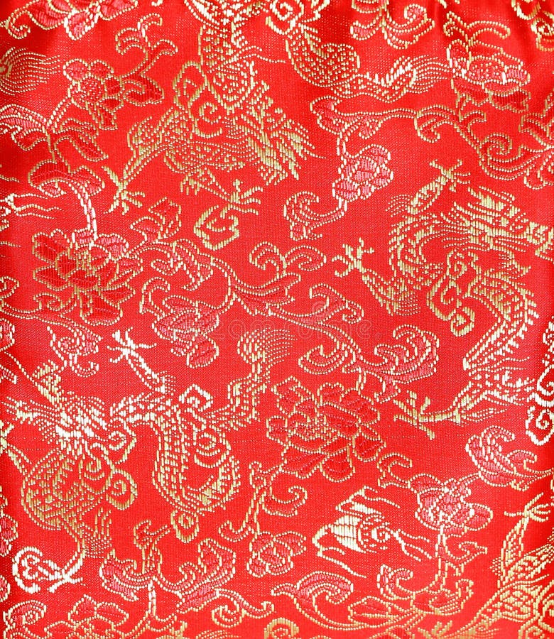 Chinese`s style red cloth, dragon and flower pattern stock images Chinese`s style red cloth, dragon and flower pattern stock images
