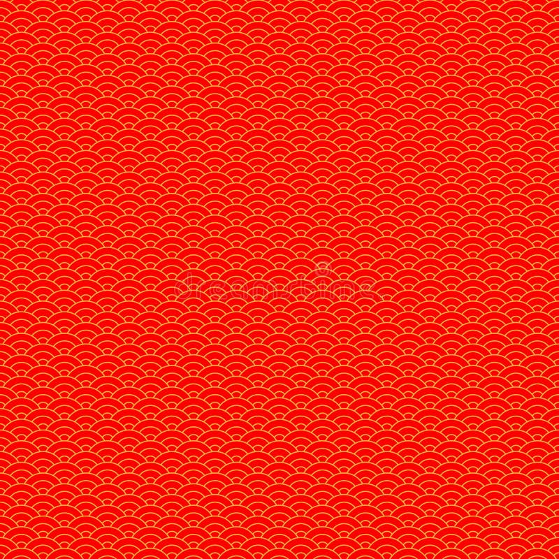 Chinese Seamless Pattern. Red and Golden Chinese Clouds Traditional