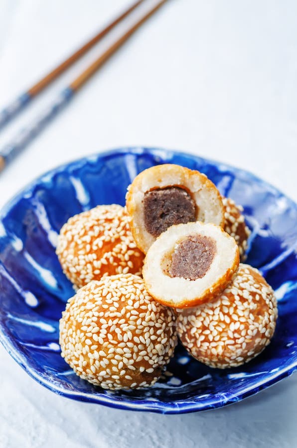sesame seed balls with red bean paste sesame seed balls with red bean paste