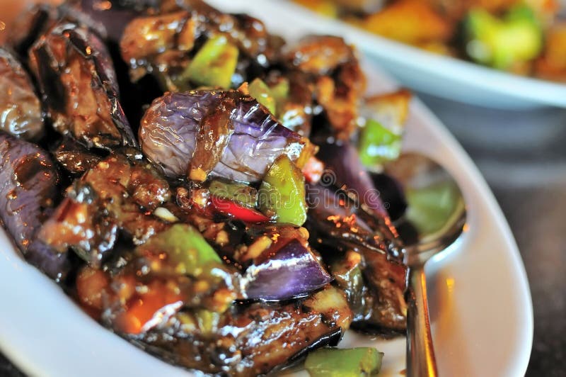 Chinese spicy eggplant cuisine