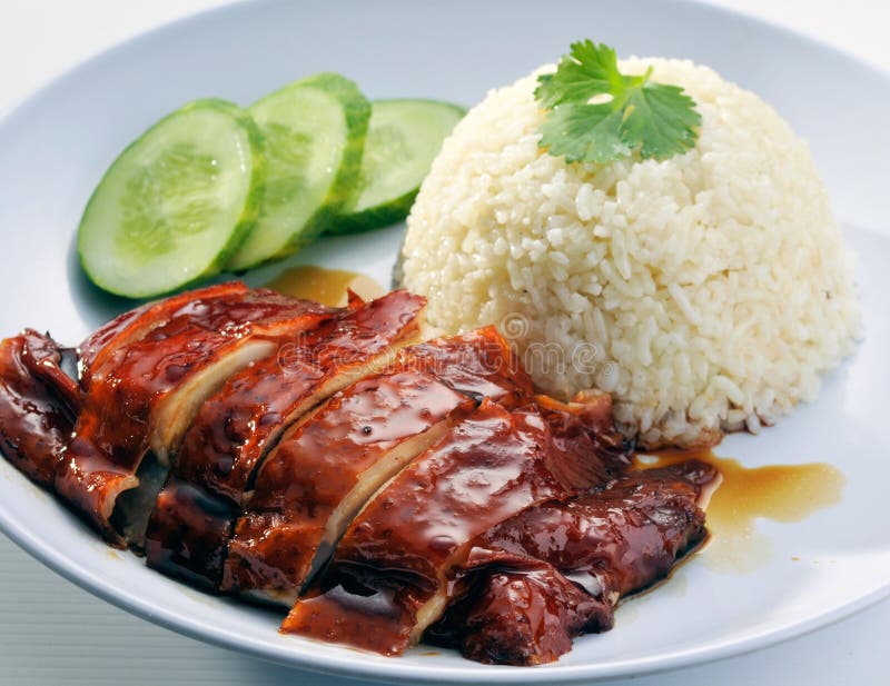 Chinese style chicken rice with soy sauce