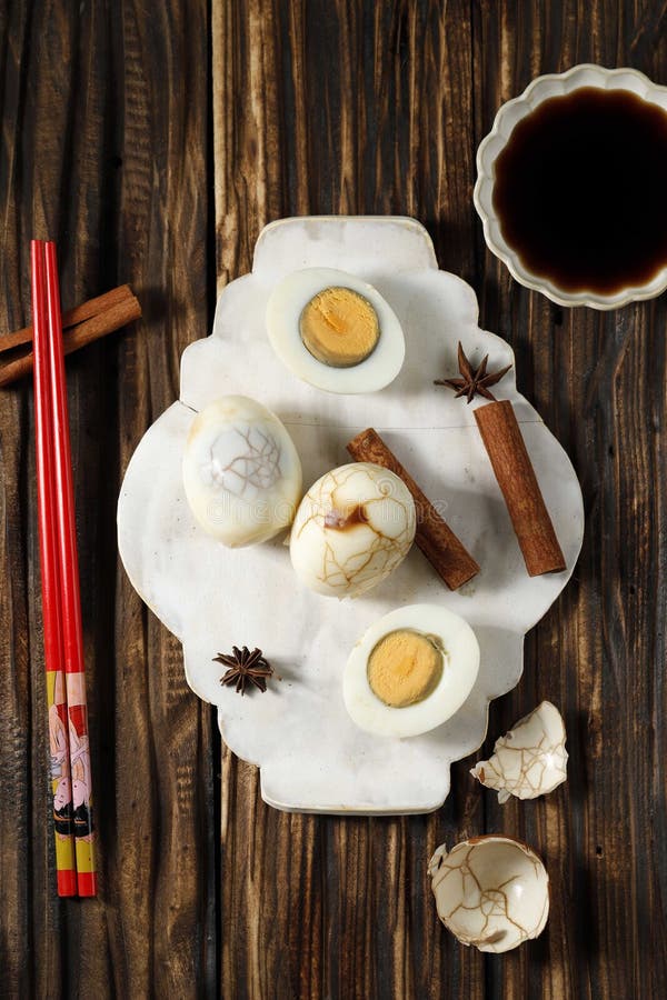 Chinese Tea Eggs, Cha Ye Dan, Black Tea Boiled Eggs in Spices Stock ...
