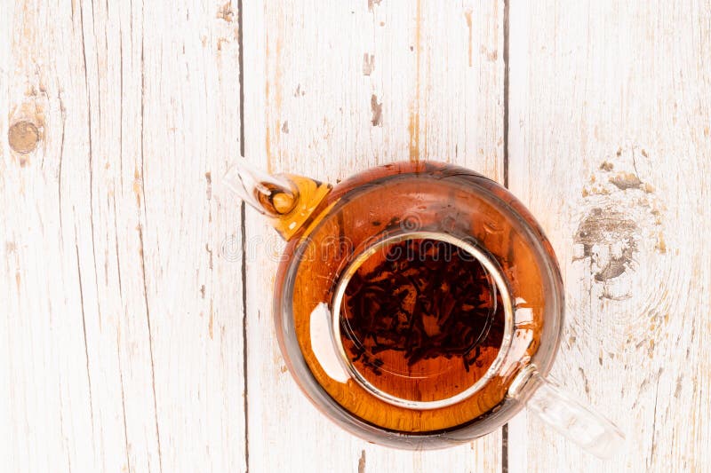 Chinese Puerh Tea in Glass Pot Top View Stock Image Image of view