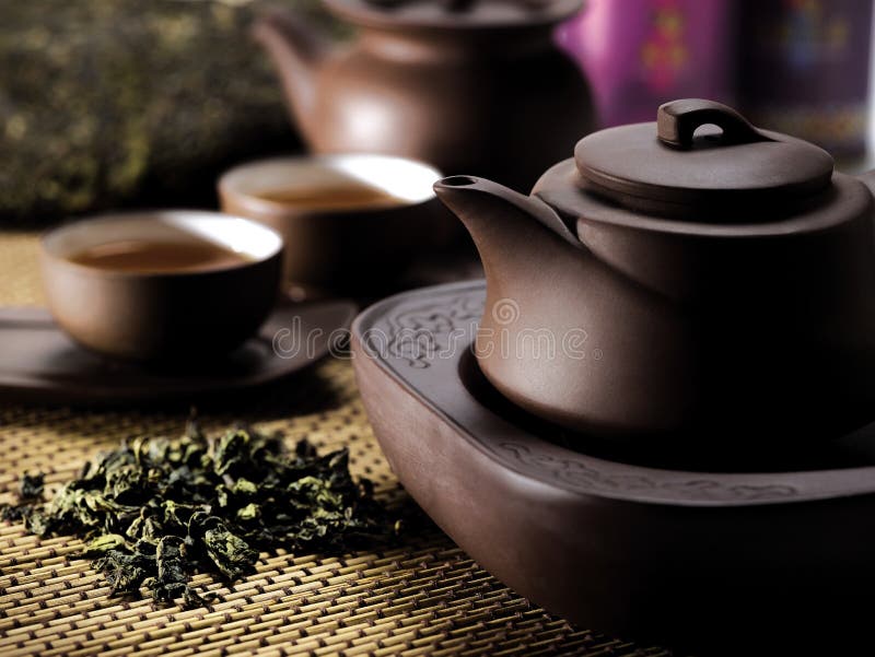 Chinese tea set stock image. Image of lifestyle, brown 24180103