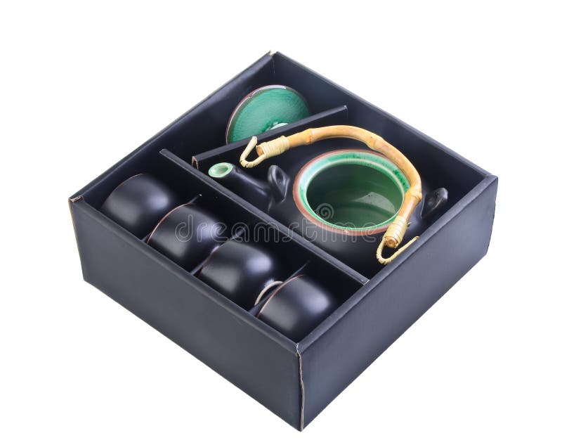 Chinese Tea Set Black Colour in Box Stock Photo Image of herbal