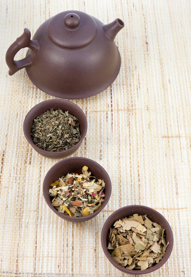 Chinese tea set and herbal teas