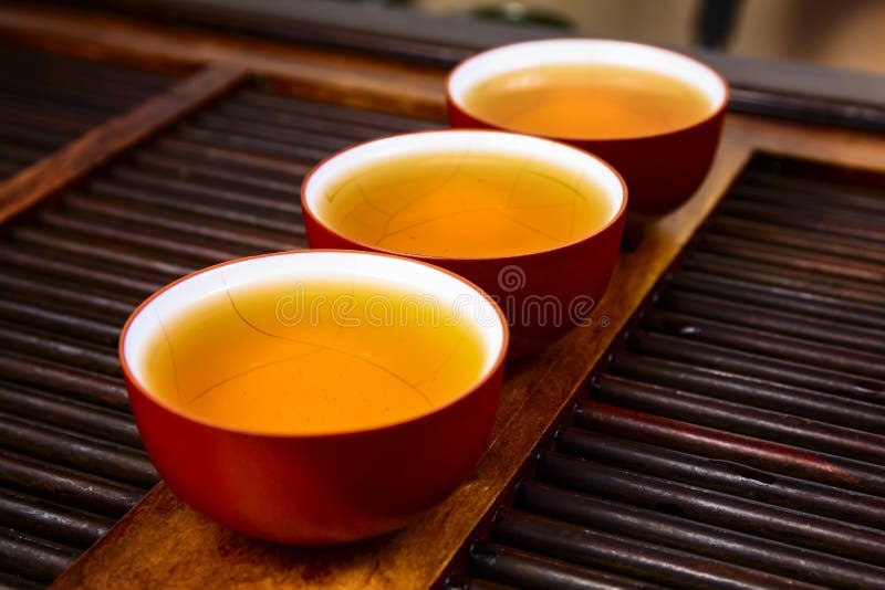 Chinese tea on wood plate stock photo. Image of macro 71094608