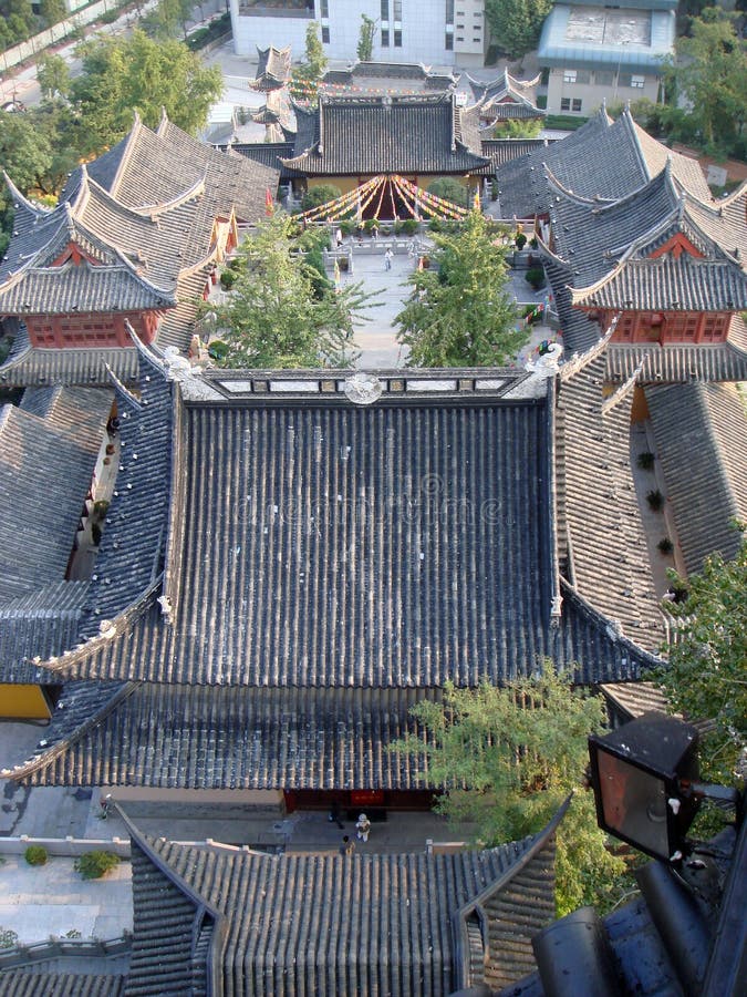 Chinese temple rooftop view