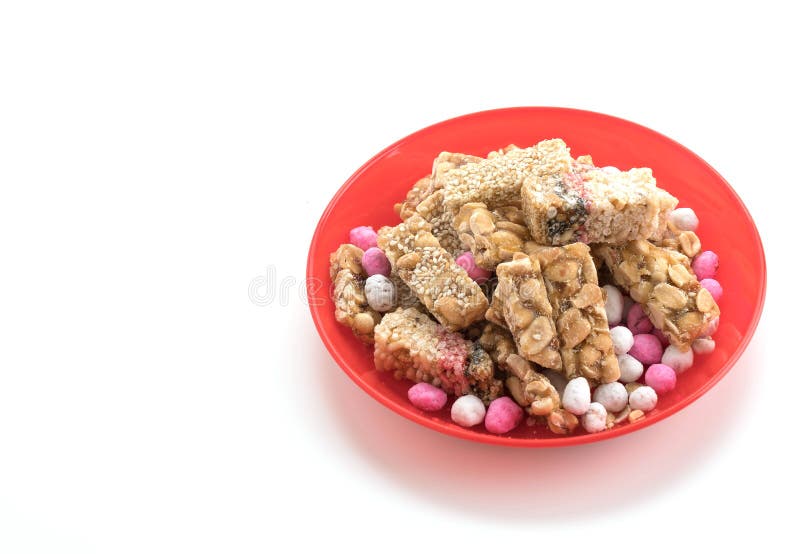 Chinese Traditional Snack Peanuts and Sesame Candy Bars Stock Photo