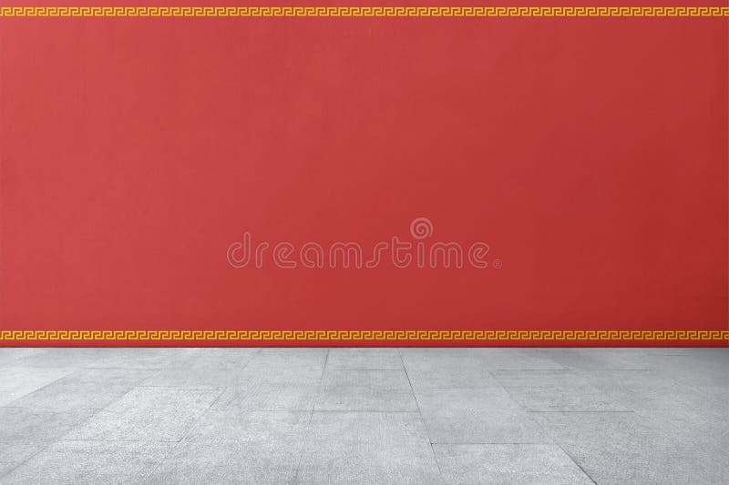 Chinese traditional style pattern on red wall