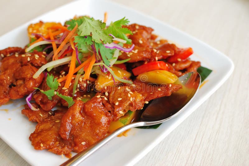 Chinese vegetarian sweet and sour pork cuisine