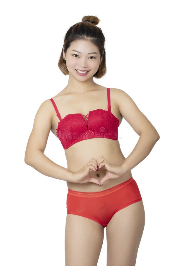 Chinese Woman Posing in Panties and Bra on White Background Stock Photo -  Image of portrait, isolated: 135860852