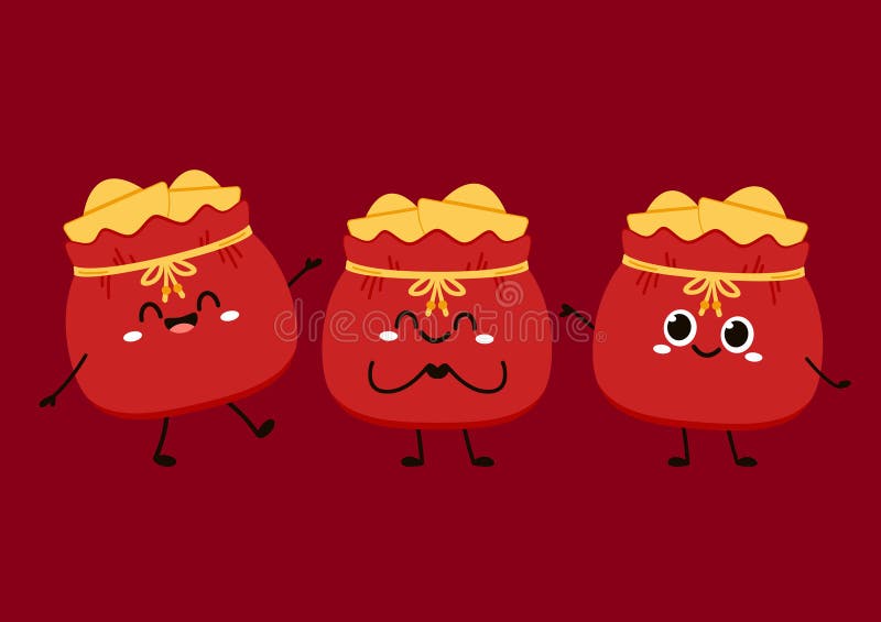Chinese New Year Money Pocket Vector. Chinese Money Bag Vector Stock