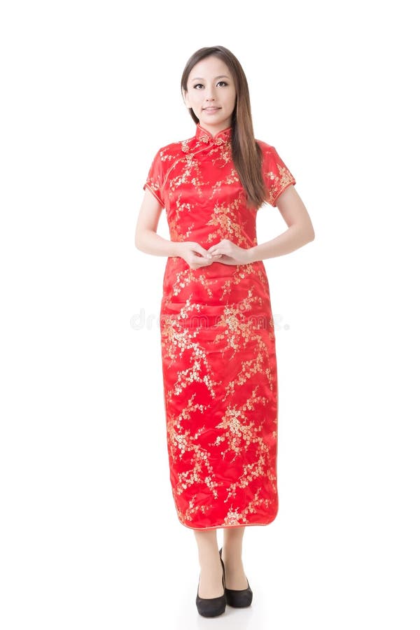 Chinesinkleiderrot cheongsam stockfotos Chinesinkleiderrot cheongsam stockfotos