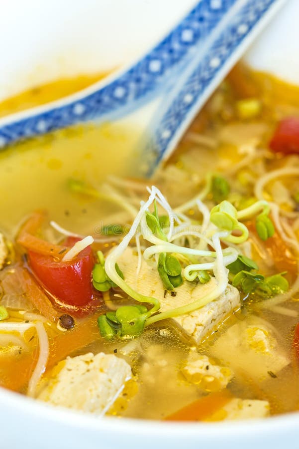 Chinesische Suppe mit Tofu stockfoto. Bild von sauer - 52389868