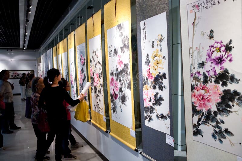Chinesischer Anstrich und Kalligraphieausstellung lizenzfreies stockfoto Chinesischer Anstrich und Kalligraphieausstellung lizenzfreies stockfoto