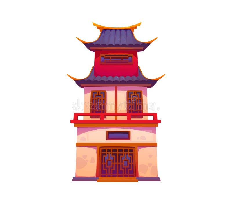 Chinesisches Gebäude oder Hauspagode alter Tempel vektor abbildung