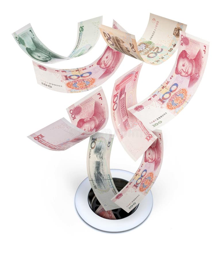 Chinesisches Geld Yuan Drain lizenzfreies stockbild Chinesisches Geld Yuan Drain lizenzfreies stockbild