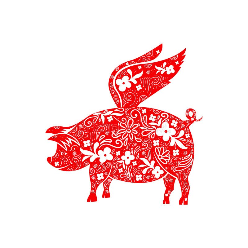 Chinesisches Sternzeichen Jahr Des Schweins Schnitt Rotes Papier Schwein Das Gluckliche Chinesische Neujahrsfest Das Vom Schwe Vektor Abbildung Illustration Von Chinesisches Sternzeichen