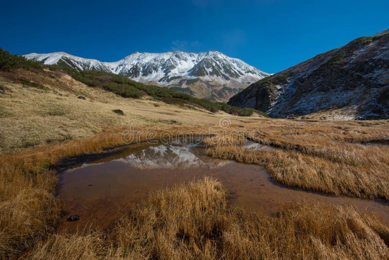 Chinoike Blood Pond Wetlands interspersed with blood red pools.