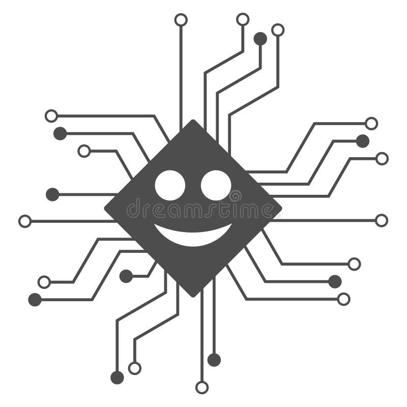 Chip Circuit Flat Icon feliz ilustração stock
