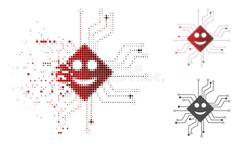 Chip Circuit Icon feliz de intervalo mínimo pontilhado faísca ilustração do vetor