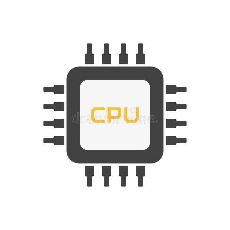 Chip CPU-Flachstil Computerprozessor Mikrochip-Elektronik Mikroprozessorzeichen lizenzfreie abbildung