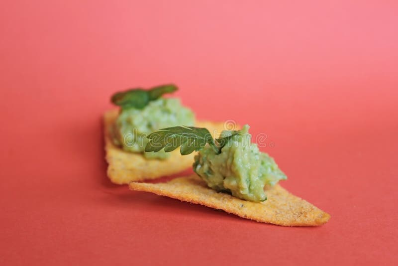 Chip di tortiglia con guacamole messicano fotografia stock Chip di tortiglia con guacamole messicano fotografia stock